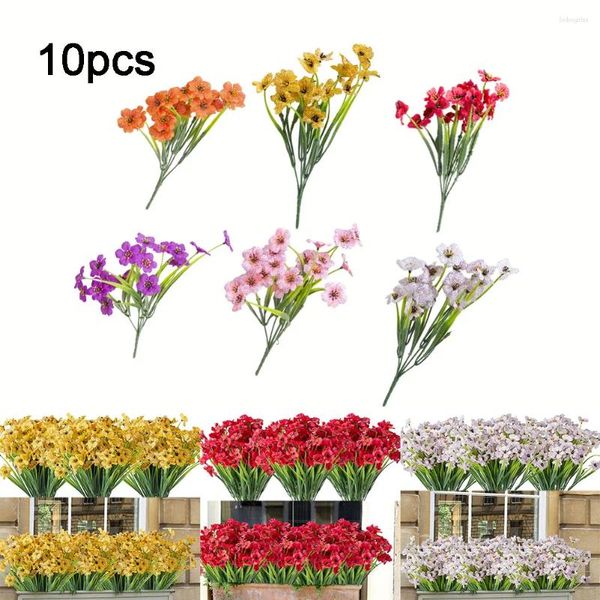 Flores decorativas 10 PCs Violetas simuladas artificiais 39 cm de flor seca plantas verdes falsas festa de festas de casamento decoração