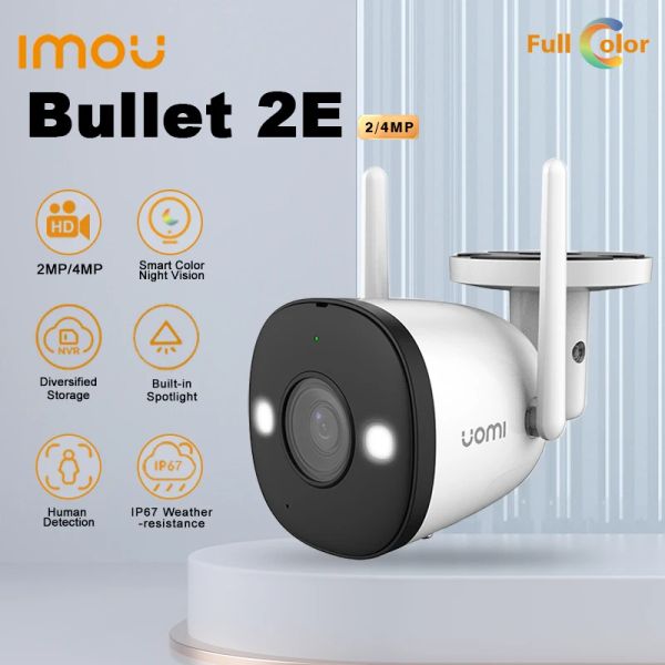 Câmeras IMOU Câmera IP Wi -Fi Bullet 2e 14pm 4MP Outdoor IP67 Smart Human Detecção Camera Segurança de Segurança