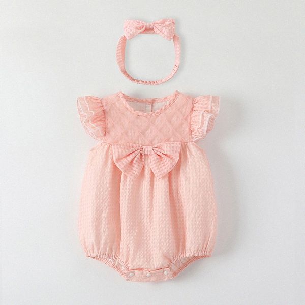 Летние девочки розовые ромперы детская одежда новорожденного с новорожденными костюмами для новорожденных костюмов для комбинезона.