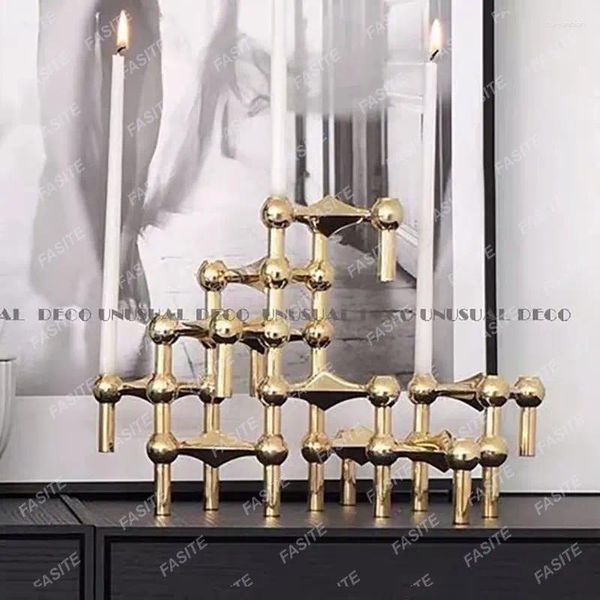 Candele per candele moderni Nordic Luxury Metal Silver Gold Candlestick Decoration Office Centrotavola per tavoli da sposa