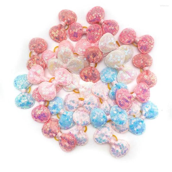 Hundekleidung 20 PCs Bowknot Gummibänder Accessoires PECINE STYLE HAIR BOUFS YORKSHIRE -Dekoration Haustierpflege