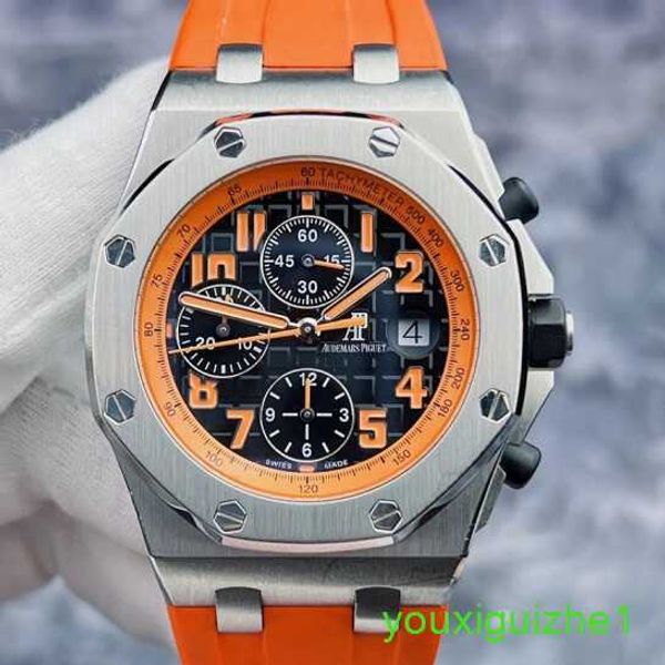 Pulso da marca AP Relógio Royal Oak Offshore Series 26170ST Orange Vulcão Face Cronométer Relógio de homens mecânicos automáticos