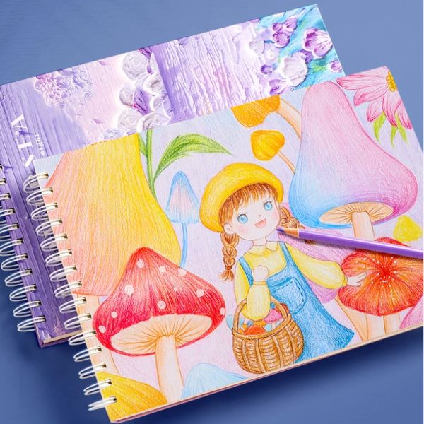 SketchBooks 16K/A4 Double Coil Sketch Book Student Kunst Spezialer Aquarell Marker Blankes Zeichenbuch Kinderfarbe Blei Graffiti Papier