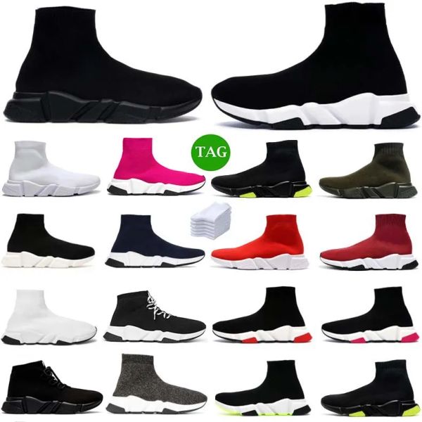 2024new Designer Shoe Socks Rood Shoes платформа для мужчин мужская женщина блестящая вязаная скорость 2.0 1.0 Тренер -кроссов
