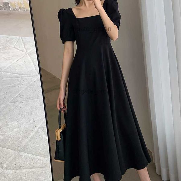 Abito 2024 Summer New Instagram Tea Break Dress Elegante collo a una linea sopra il ginocchio Long Hepburn Style Fat Mm Small Black Dress