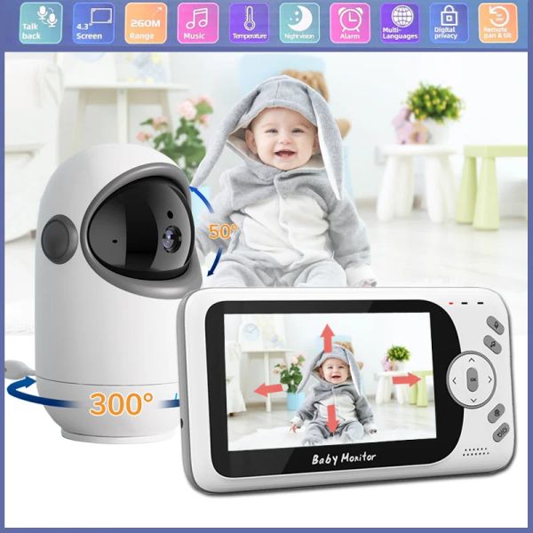 Monitor Monitoraggio del bambino da 4,3 pollici con Pan Tilt 2.4G Babysitter wireless Babysitter a 2 vie della visione notturna Temperatura della temperatura della tata telecamera