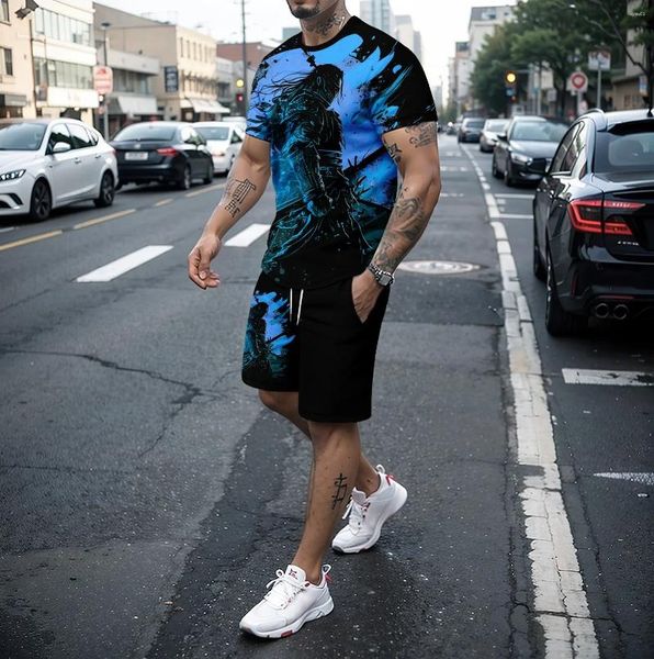 Traccetti da uomo Summer Casual Knife T-shirt Stampato Set di magliette creative Out-Shorts Shorts Sports Sports Sports