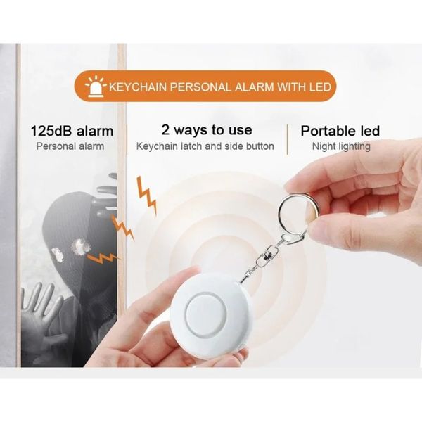 2024 130 dB SafeSound Personal Security Alarm Schlüsselbund mit LED -Leuchten Mini Selbstverteidigung Elektronisches Gerät für Frauen Mädchen Kidsself Verteidigung