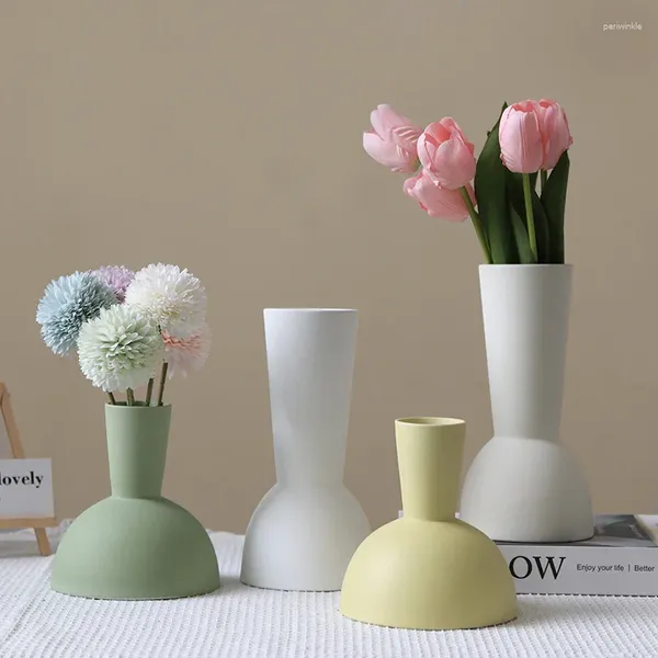 Vasi Ornamenti per vasi di geometria Nordica Vase Creative Home Decoration Accessori per il desktop Ceramic Flower Contenitore