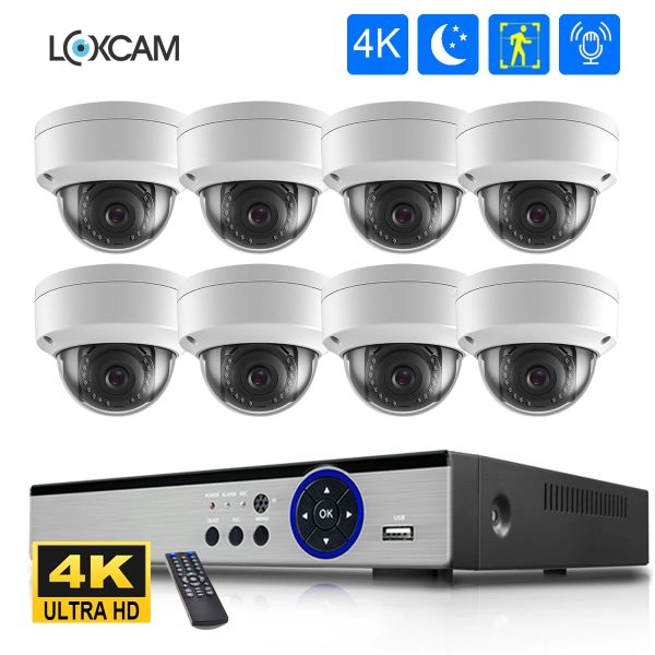 Sistema H.265 8CH 8MP Câmera de segurança Sistema 4K POE NVR 5MP Câmera de IP de IP externa IP66 Videalproof Video Videoveillance Camera Kit