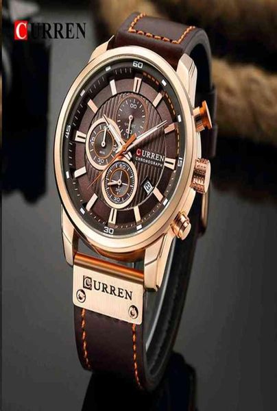 Brand di lusso Curren Fashion Analog Digital Chronograph Quartz Men Watch Sport Business Sport A impermeabile in pelle per Relogio 02143200601
