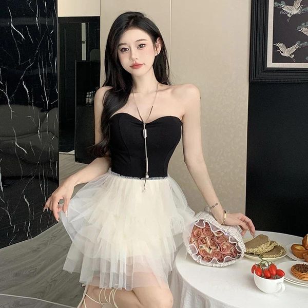 Vestidos de festa elegância e intelectual saia de pulga amarga francesa aniversário sexy que limpa um vestido de traje formal pequeno pequeno