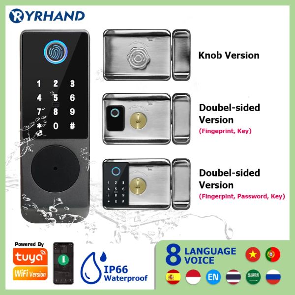 Bloquear Tuya Smart Lock WiFi Wi -Fi Double Print Lock Card Smart Código Digital Bloqueio de porta eletrônica para Segurança em casa Mortise