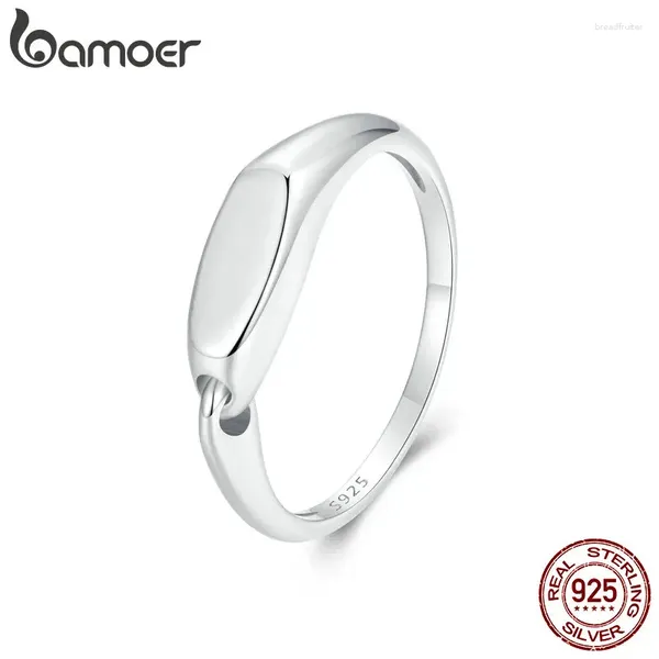 Clusterringe Bamoer 925 Sterling Silber Minimalistische Ringliebe Love Simple Band für Frauen Valentinstag Fein Schmuck Geschenk