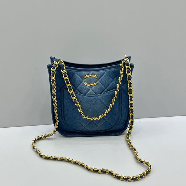 Handtasche Designer Unterarmtasche Frauen Jeans Bag Crossbody Umhängetasche Vintage Leder Kette Kette Pariser Marke Mode Handtasche 24 cm