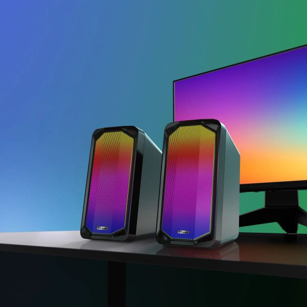Hoparlörler Q5 Bilgisayar Hoparlörleri PC Masaüstü Dizüstü Bilgisayar Hoparlörleri RGB Işık USB PC/Dizüstü bilgisayarlar/masaüstü bilgisayarlar/oyun makinesi