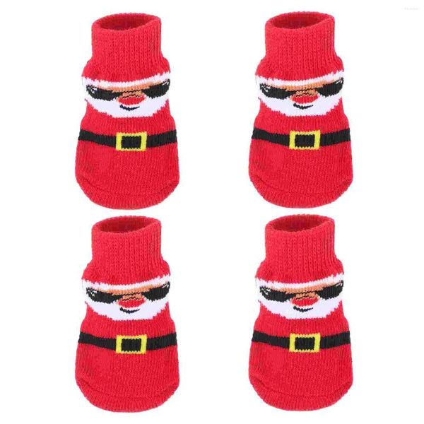 Hundekleidung 4 PCs Haustiersocken entzückende kleine austauschbare Beschützer wiederverwendbarer Verschleiß-resistenten kompakten Antiskid-Weihnachtsfestern im Freien