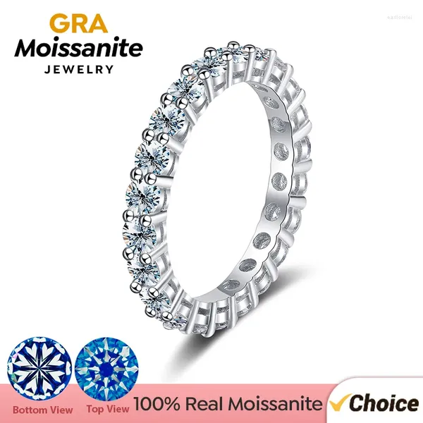 Anelli di cluster Gra Real 2,2ct D Colore Moissanite Diamond per donna Fare Fine Fine ebraica 925 Sterling Sliver Eternity Band Engagement Ring
