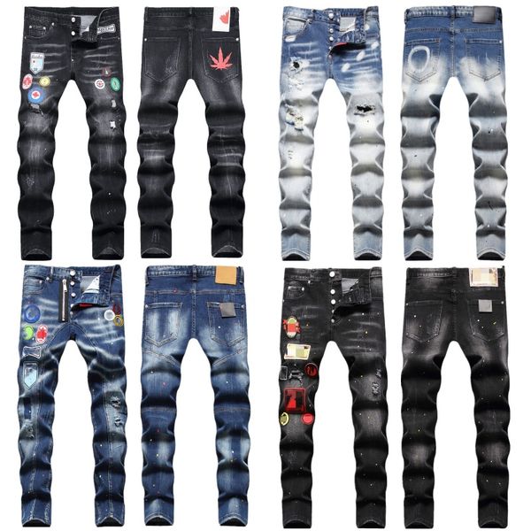 Jeans roxos Dsquares Jeans Jeans Jeans Designer de jeans masculina Jean Jean Black Alta qualidade Design retro Retro Streetwear Casual Sortpants Designers Joggers Pant Pant