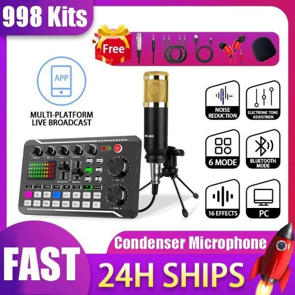 Microfones Professional Audio Mixer Sinwe Live Sound Card und Audio -Schnittstelle mit DJ -Mixer -Effekten und Sprachwechsler -Podcast -Produktion