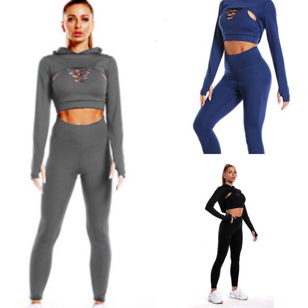 Lu allineare donne nude allineare set di outfit sportivi senza saldatura si adattano sexy fitness a sollevatore di sollevamento in alto pantaloni a maniche lunghe con tappo 3pcs/set jogger limone donna