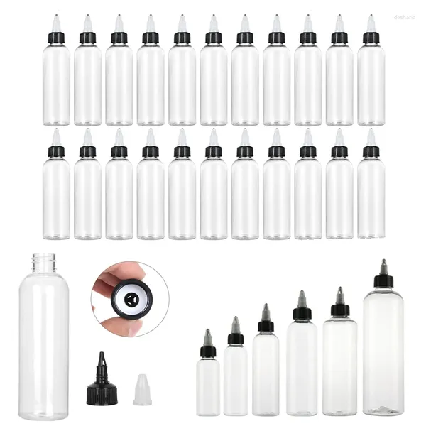 Garrafas de armazenamento 10pcs 30ml-120ml Squeezable plástico transparente vazio com recipientes de distribuição de tampa torcida para tatuagem Óleo de tatuagem de tinta líquida