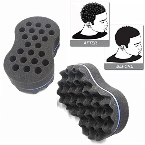 Oval Çift Taraflar Sihirli Twist Saç Fırçası Sünger Fırçası Doğal Afro Bobin Dalgası Dread Sünger Fırçaları Saç Örgüler Örgü Saçları