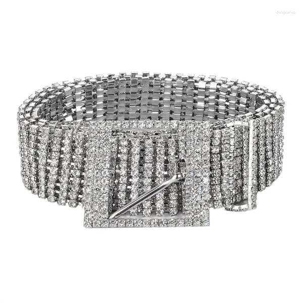 Cinture di moda cintura di strass da donna femmina dieci riga sposa luminosa a largo bling cristallo diamante catena in vita