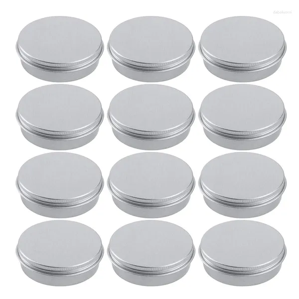 Garrafas de armazenamento redondo recipientes de jarra de lata de metal de alumínio prata com tampas superiores para pomadas cosméticas Velas de velas de cuidados com a pele