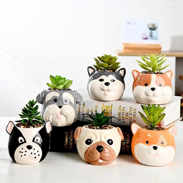 VASI VASE Ceramica Creative Cartoon Dog Fiore Fiore Succulento Pianta Desktop Ornamento Ornamento Ornamento Casa Giardino Decorazioni