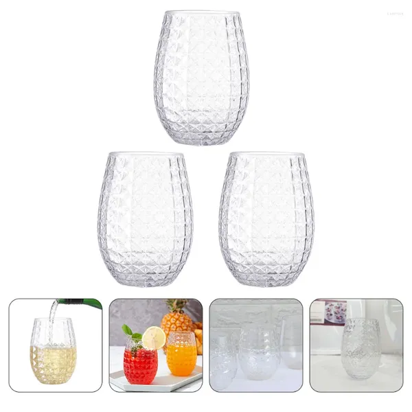 Copas descartáveis palhas 3 PCs Drinks Party Whisky Glasses reutilizáveis que parecem abacaxi decorativo