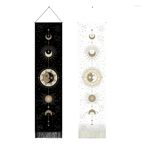 Wandteppiche Mondphase Wandteppich Wand Hanging Boho Art Bright Druckmuster handgefertigte Spitzendekoration