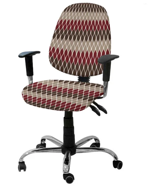 Coperture per sedie Copertura per computer con stampa elastica di stampa medievale rossa rossa marrone geometrico