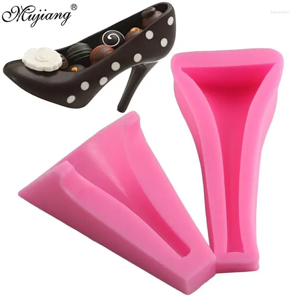 Moldes de cozimento 3D Silicone Stiletto Alto molde de mofo mofo para sapatos para fondante Ferramentas de decoração de bolo de biscoito Moldes de doces de chocolate