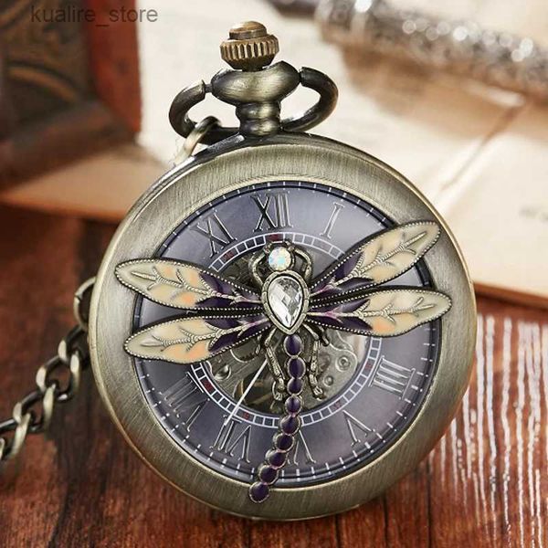 Карманные часы Dragonfly Luxury Athestone Skeleton Mechanical Pocket с брелками стальной металлическая металлическая намотка подвеска доктора L240402