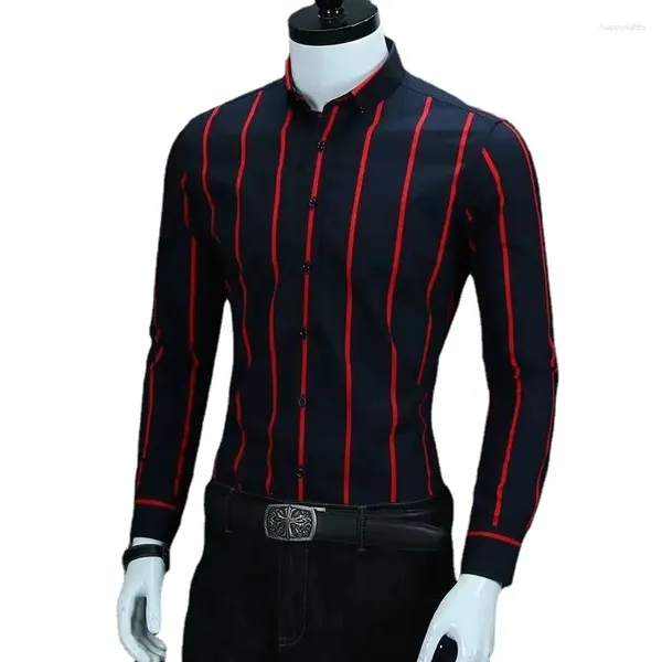Camisas casuais masculinas 5xl plus size xadrez xadrez para homens botão de manga longa para baixo masculino de trabalho impresso para escritório de negócios roupas preto