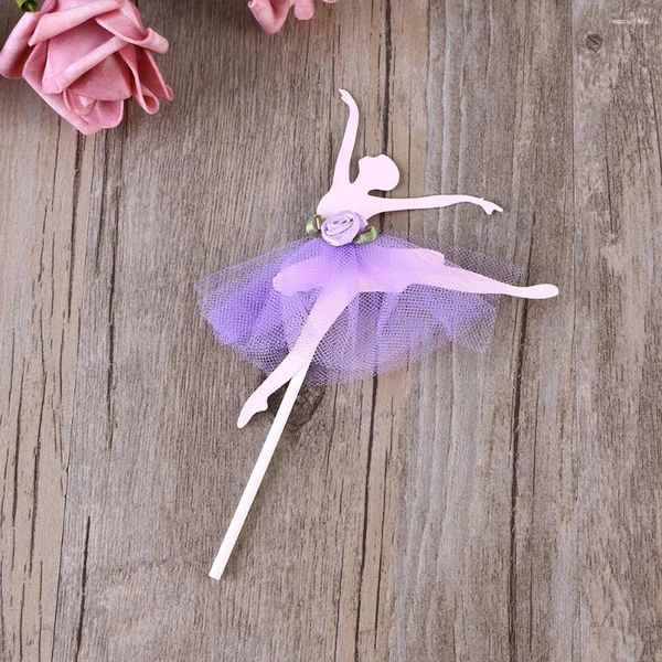 Festival Malzemeleri Bale Kız Cupcake Toppers Gazlı etek ile dans eden kağıt 10pcsballet topper