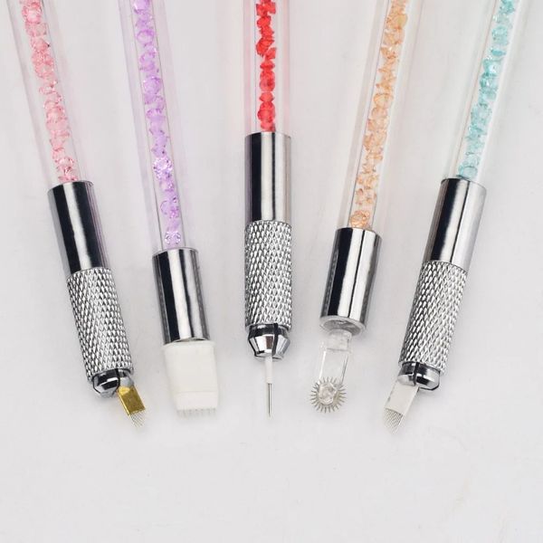 YENİ 2024 Yarı Kalıcı Kozmetik Kaş Bıçağı Tutucu Mikrobladlı Kalem Alüminyum El Yapımı Dövme Manuel Pen için Yarı Kalıcı Kaş Aracı
