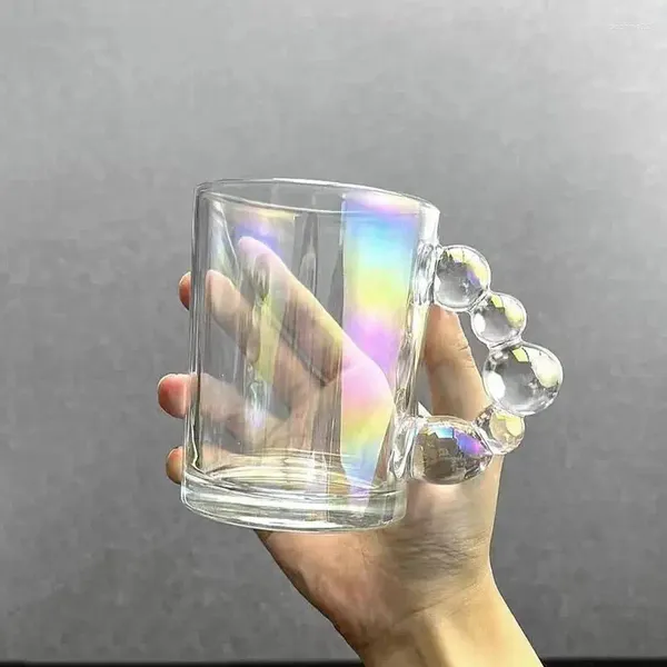 Copos de vinho caneca fofa colorida de vidro de luxo copos kawaii water jeafe colored iced café gelado para cerveja de chá por atacado