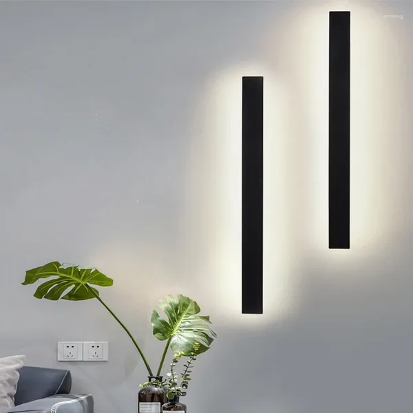 Lâmpada de parede Linha de LED moderna Luz 40cm 15w AC220V Liga de cabeceira da sala de estar de fundo da varanda de escada de escada longa Decoração