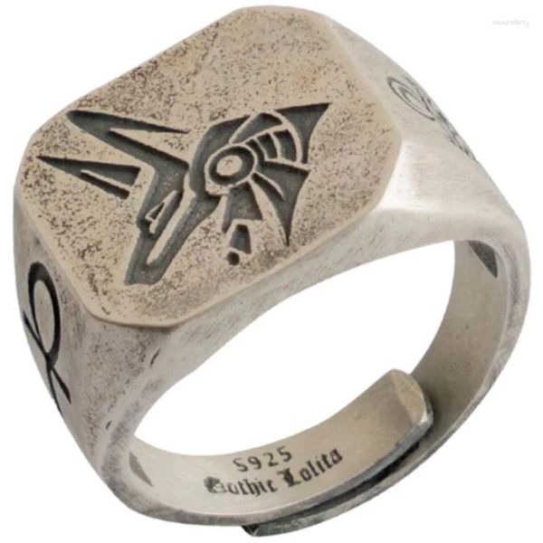 Clusterringe S925 Silberschmuck Accessoires Retro personalisierte ägyptische Gott Auge des Horus -Rings für Männer Großhandel Geburtstagsgeschenk