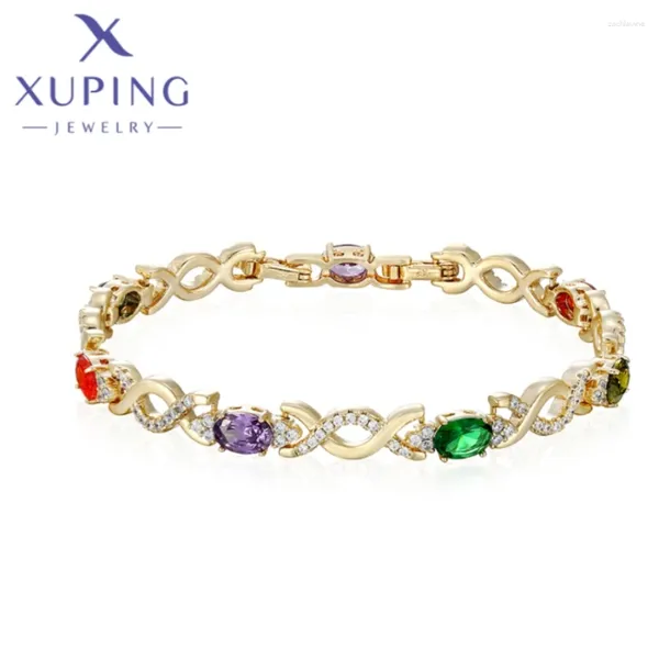 Pulseiras de link xuping jóias modernas requintadas elegantes forma simples de bracelete feminina coloração dourada de aniversário presentes de natal x000822062