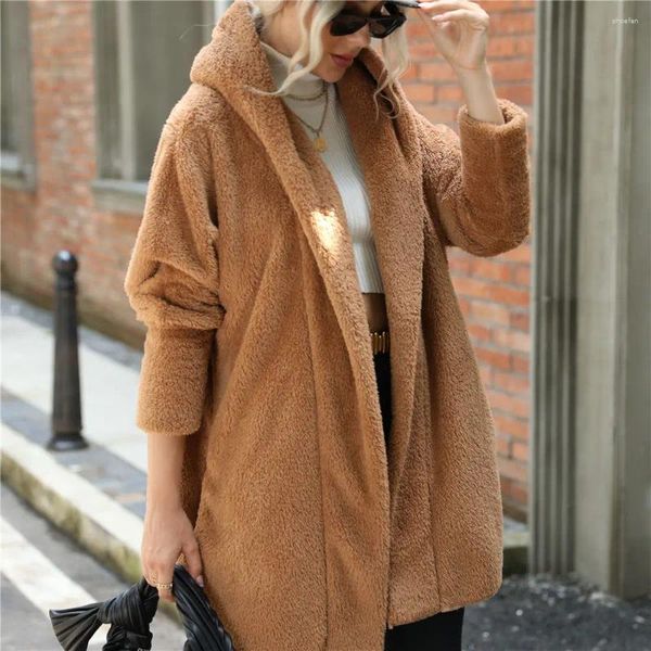 Magliette femminili 2024 Donne Sherpa Fleece Cardigan Cappucciate Paperve Sfugo Spring Warm Magiters caldo