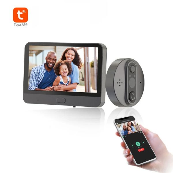 Campainha de campainha tuya smart wi -fi bell camera 720p video versol para a porta 4.3 