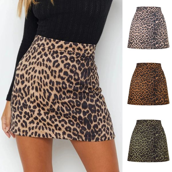 Sommerfrauen Kurzer Rock 2024 Leopard Ins Couture Faux Quality Pack Hip Sexy Rock Tall Taille Reißverschluss Süßes WSL43 240402