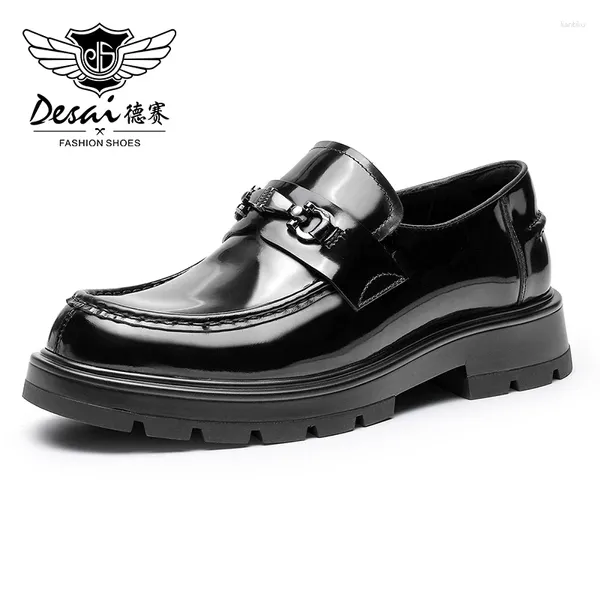 Повседневная обувь Desai Fashion Shiny Men Loafers Anti Slip Luxury Design для Man Black Spring осень мужского платья 2024