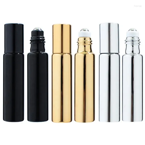 Garrafas de armazenamento 3/6/9pcs 10ml Roller de metal garrafa reabastecida Óleos essenciais Roll-on Glass Perfume Travel Cosmetics