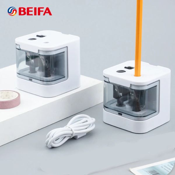 Affiliante Auminoso a matita automatico, batteria o stile di batteria USB+, copertura sicura Strumenti di affilatura elettrica a due buche per le forniture scolastiche per bambini