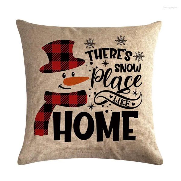 Pillow Christmas Art Letter Printing Capa 45x45 Snowman Truck Throe Sofá Sofá Decoração de Casa J1971