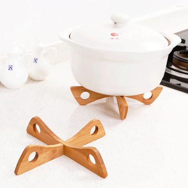 Tischmatten 1 PC Bambus Cross Pot Ständer Trivet Pan Rack Wärme Isolierung Anti-Heat-Holzbecher-Gericht Halter Küche Gadget